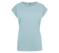 Build Your Brand Damen T-Shirt mit umgeschlagenen ärmeln - Ozeanblau | 3XL