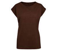 Build Your Brand Damen T-Shirt mit umgeschlagenen ärmeln - Schokolade | M