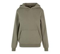 Build Your Brand Flauschiges Damen-Kapuzen-Sweatshirt Fluffy - Olivgrün hell | XL