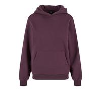 Build Your Brand Flauschiges Damen-Kapuzen-Sweatshirt Fluffy - Pflaumenrot | XS