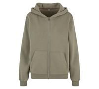 Build Your Brand Flauschiges Damen-Sweatshirt mit Reißverschluss Fluffy - Olivgrün hell | 2XL
