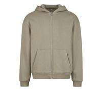 Build Your Brand Flauschiges Herren-Sweatshirt mit Reißverschluss Fluffy - Olivgrün hell | 4XL