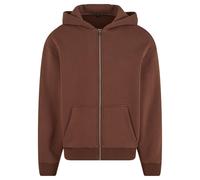 Build Your Brand Flauschiges Herren-Sweatshirt mit Reißverschluss Fluffy - Schokolade | XL