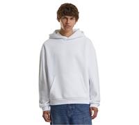 Build Your Brand Herren-Kapuzenpullover By284-Fluffy Hoody Flauschig Loose Fit Weiß 5XL