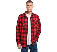 Build Your Brand - Herren Flanellhemd mit Karos/Black/Red, XL