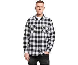 Build Your Brand - Herren Flanellhemd mit Karos/Black/White, L
