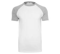 Build Your Brand Raglan Contrast Tee, L, White Heather