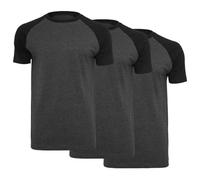 Build Your Brand Herren Raglan Contrast Tee 3-Pack T-Shirt, 3per pack Mehrfarbig (Cha/Blk 00314), Large (Herstellergröße: Large)