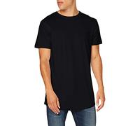 Build Your Brand Herren Shaped Long Tee - Langes T Shirt aus Baumwolle mit abgerundetem Saum im Streetwear Style für Alltag Freizeit und Casual Outfits,Black2,XS