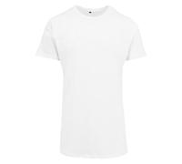 Build Your Brand Herren T‑Shirt BY028 – extra lang, kurzarm, Baumwolle, abgerundeter Saum – Weiß XL
