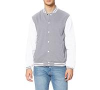 Build Your Brand Herren Sweat College Jacket Jacke, per pack Mehrfarbig (Gry/Wht 00132), Large (Herstellergröße: L)