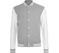 Build Your Brand Herren Sweat College Jacket Jacke, per pack Mehrfarbig (h.grey/white 00659), Small (Herstellergröße: Small)