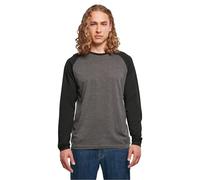 Build Your Brand Herren BB023-Contrast Raglan Longsleeve T-Shirt, Charcoal/Black, 3XL