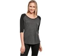 Build Your Brand Damen BY022-Ladies 3/4 Contrast Raglan Tee T-Shirt, Charcoal/Black, XS
