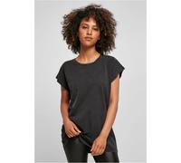 Build Your Brand Damen T-Shirt Ladies Acid Washed Extended Shoulder Tee, Farbe Black, Größe 4XL