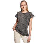 Build Your Brand Ladies Acid Washed Extended Shoulder Tee, Darkgrey White, XXL