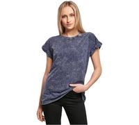 BY053 Build Your Brand Damen T-Shirt Säure gewaschen Überschnittene Schulter Indigo White XL
