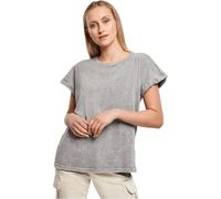 Build Your Brand Damen By053-ladies Acid Washed Extended Shoulder Tee T-Shirt, Grey Black, XXL EU
