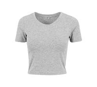 Build Your Brand Women's BY042-Ladies Cropped Tee T-Shirt, Grey, XS