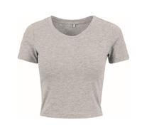 Build Your Brand Ladies Cropped Tee Damen T-Shirt Shirt Top Kurzarm kurzärmlig, Größe:XS, Farbe:Grey