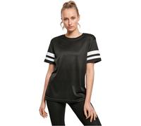 Build Your Brand Ladies Mesh Stripe Tee in Gr. M in Schwarz