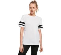 Build Your Brand Women's BY033-Ladies Mesh Stripe Tee T-Shirt, wht/blk, M