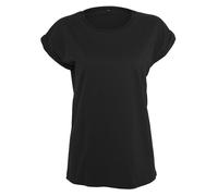 BUILD YOUR BRAND LADIES ORGANIC EXTENDED SHOULDER TEE XS BLACK