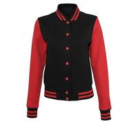 Build Your Brand Sweat-Collegejacke Damen - Schwarz/Rot - Größe L
