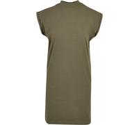 Build Your Brand Lässiges Baumwollkleid mit Stehkragen - Olivgrün | 3XL