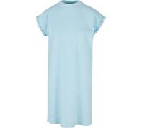 Build Your Brand Lässiges Baumwollkleid mit Stehkragen - Ozeanblau | 5XL