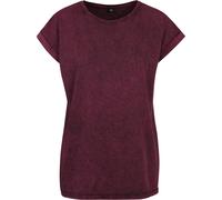 Build Your Brand Lässiges Damen T-Shirt Acid Washed - Berry / schwarz | 5XL