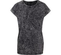Build Your Brand Lässiges Damen T-Shirt Acid Washed - Dunkelgrau / weiß | 4XL