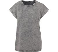 Build Your Brand Lässiges Damen T-Shirt Acid Washed - Grau / schwarz | S