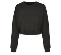 Build Your Brand Damen Sweatshirt BY131 – Frottee, Rundhals, bauchfrei – Schwarz L