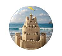 Building A Sandcastle Knopfnadeln, 6,1 cm, rund, Metall, personalisiertes Bild, Foto, Anstecknadel-Set für Bastelbedarf, Weihnachten, DIY-Projekte, 20 Stück