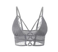Buitifo Damen Cami BH Criss Cross Wimpern Crop Top BH Sexy Weste Bralette Buster Dessous(Grau,L)