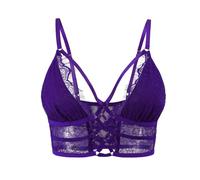 Buitifo Damen Cami BH Criss Cross Wimpern Crop Top BH Sexy Weste Bralette Buster Dessous(Violett,XL)