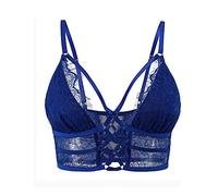 Buitifo Womens Cami Bra Criss Cross Eyelash Crop Top Bra Sexy Vest Bralette Busiter Lingerie (Blue,M)