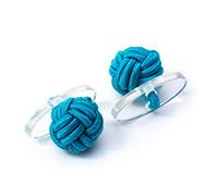 Bull & Drake Paar Manschettenknöpfe Seidenknoten Knoten Knötchen Stoffknoten Cufflinks Umschlagmanschette Manschette dehnbar London Style (Türkis) (1 Paar)