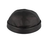 Bullani Docker-Cap | Docker-Mütze | Seemannsmütze aus 100% Leder - Made IN Germany - Schwarz - Gr- 60