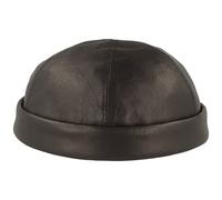 Bullani Docker-Cap | Dockermütze | Seemannsmütze aus 100% Leder - Made IN Germany - Bequem & Hautverträglich - Braun (60, Marine)