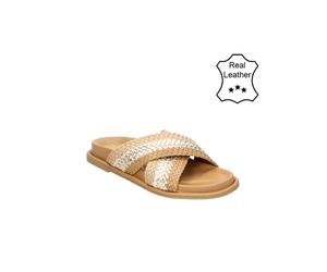 Bullboxer Leder-Hausschuhe in Beige - Größe 41 | Damen Pantoletten