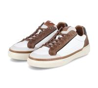 BULLBOXER Herren Low Sneaker Weiß Braun Glattleder, Größe:44, Farbauswahl:Weiss-Kombi