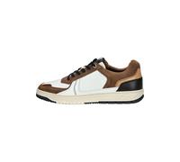 BULLBOXER Herren Low Sneaker Weiß Braun Schwarz Leder, Größe:43, Farbauswahl:weiß 3