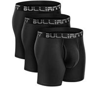 BULLIANT Unterhosen Männer 3er-Pack, Herren Boxershorts Modal-Unterhosen Schneller Abdunstend,Reguläre Beinlänge,rutschfest(Schwarz,X-Large)