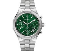 Bulova Herren-Chronograph MISC Classic 96B409 – Edelstahlarmband, 44 mm, 10 bar – Stahl/Grün