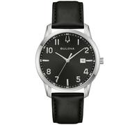 Quarzuhr BULOVA "Sutton", schwarz, silberfarben, Armbanduhren, Herren, Quarzuhr, Armbanduhr, Damenuhr, Herrenuhr, Lederarmband, analog, Datum (64898725-0) schwarz, silberfarben