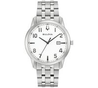 Quarzuhr BULOVA "Sutton", silberfarben, weiß, Armbanduhren, Herren, Quarzuhr, Armbanduhr, Damenuhr, Herrenuhr, Edelstahlarmband, analog, Datum (67531937-0) silberfarben, weiß