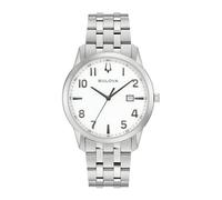 Quarzuhr BULOVA "Sutton", silberfarben, weiß, Armbanduhren, Herren, Quarzuhr, Armbanduhr, Damenuhr, Herrenuhr, Edelstahlarmband, analog, Datum (67531937-0) silberfarben, weiß