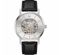 Bulova Clipper Skelethon Automatic Men's Watch 96A278 Steel Leather Strap